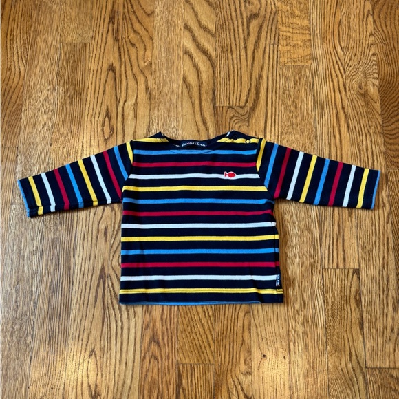 WEEK-END À LA MER Long Sleeve Navy Shirt with stripes - 6M - Picture 1 of 4